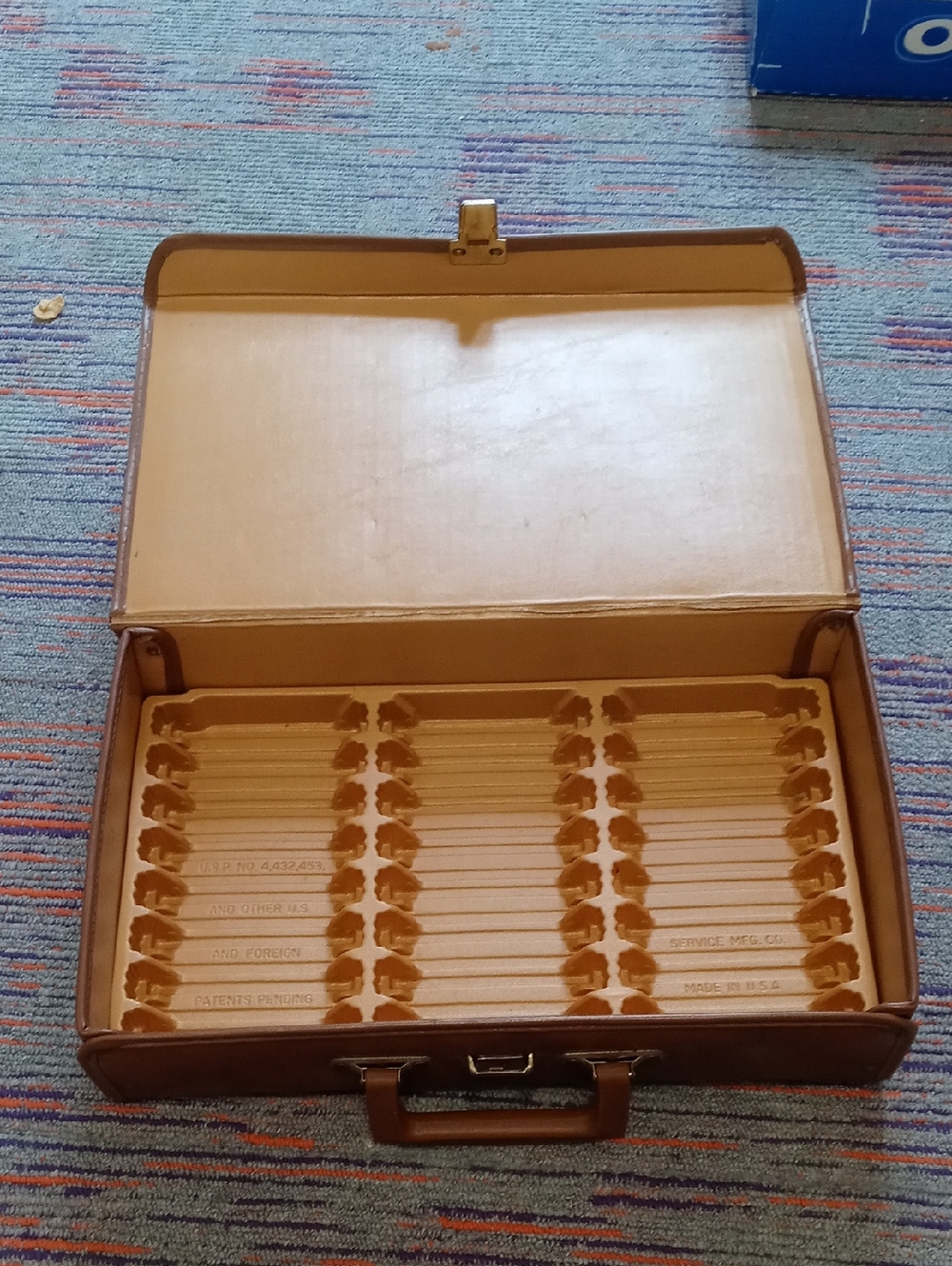 Leather-Look Brown Storage Case with Compartmented Tray